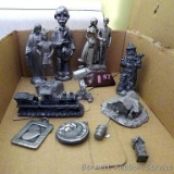 Twelve little pewter figurines up to 3-3/4