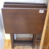 Three wooden TV trays. Tray top is 14