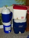 Picnic jugs for keeping your food and drinks cold or hot. Largest is a Coleman cooler 11