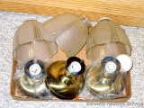 Three ceiling light fixtures with glass globes 5-1/4