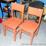 Two wooden chairs. Larger one is 16