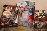 Lots of helium balloons with Cup-N-Stick holders; box of 2-3/4