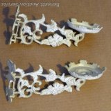 Set of 2 matching cast metal oil lamp wall mounts; measures 4-1/2