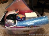 Photo and scrapbook albums, package of CD-R discs is unopened; bubble wrap; tags; stickers; papers;