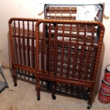 Really cool vintage crib frame and springs. Would be great for a woodworking project or bench back.
