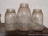 Three Drey narrow mouth canning jars, 1-1/2 qt. and 1 qt.
