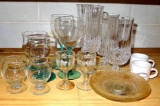 Two stemmed glasses from Amtrak The Empire Builder; pair of fancy glasses 7