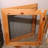 Homemade screened wire mesh that is hinged in two parts. Each half is 28