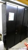 Large metal storage cabinet comes with four adjustable shelves. Unit is lockable, very sturdy and
