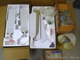 Used light fixtures and ceiling fans. Two ceiling fans, vanity light has a brassy finish, more.