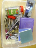 Sturdy tote with hinges, closet organizers, NIP Attwood lift'n lock anchor control unit, more.