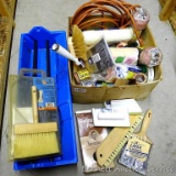 Wall paper and painting tools including wall paper tray, tool set, paint rollers, paint pads, tape,