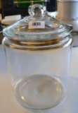 Large heavy glass canister type container is 13-1/2