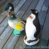 Fun penguin and goose yard decorations, taller is about 2' high.