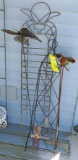 Two nice trellis, and three lawn stakes. Taller trellis is about 55