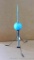Antique lightning rod with blue glass ball. Stands 31