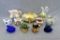 Creamers and covered trinket containers; largest covered dish measures 6