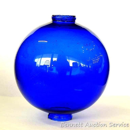 Beautiful blue glass lightning rod bulb is 5" tall. Rims on this one are in better condition than