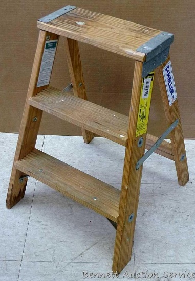 Keller 27" wooden step stool model W-2 with 200 lb. capacity.