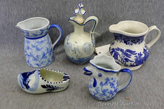 Cruet made in France, 3 creamers including one stamped Churchill Made in Staffordshire England and