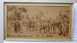 Beautiful detailed tapestry made in Belgium has a wooden frame and is 22