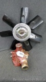 Water pump, we think it's for SBC but you decide. Spins freely. Car engine cooling fan with