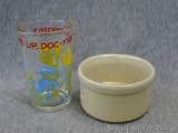 What's Up Doc? Vintage Bugs Bunny glass copyright 1974 and R.R.P. Co. Roseville, OH butter crock;