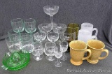 Depression glass juicer/reamer and other drinking glasses; juicer measures 6
