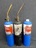 Propane cylinders with nozzles from ACE and Master Mechanic plus one extra cylinder.