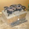 Double burner Outdoor Cookers propane stove & a wooden storage box is 30
