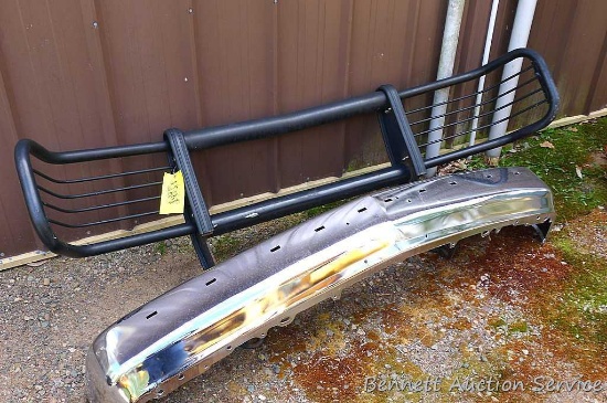 Deer guard and a chrome bumper. Deer guard fits 1986-1998 chevy Tahoes or Sierras. Measures 76"