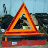 Set of 3 roadside emergency triangle reflectors. They fold down into a case that measures 18