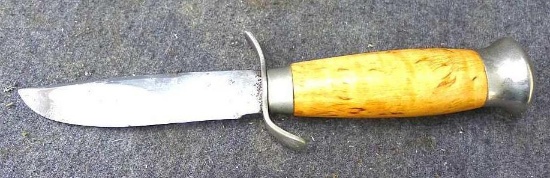 Fixed blade knife is 8" long and marked K. J. Eriksson Mora Sweden.