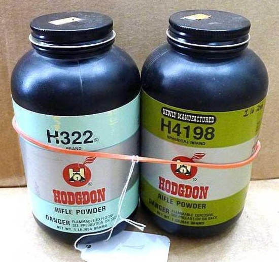 No shipping One full and one nearly full 16 oz container of Hogdon rifle powder.