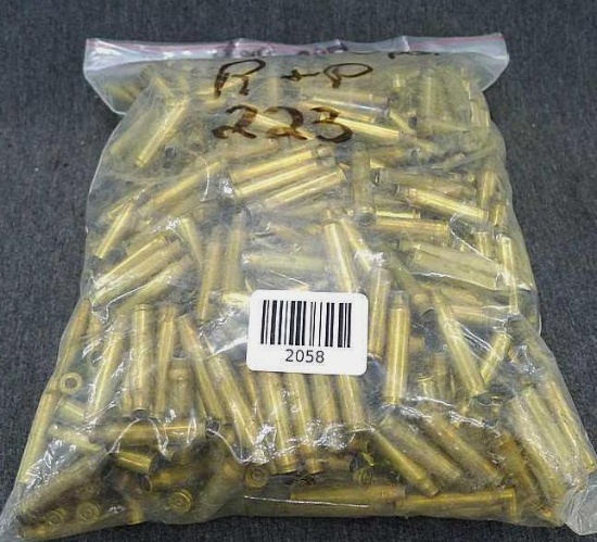 Unprimed brass, Seller noted 720 pieces once fired .223 Remington Peters.