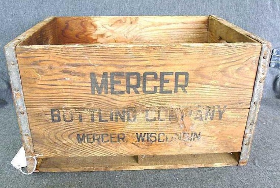 Mercer Bottling Co. crate from Mercer WI is about 10" x 11" x 16". Still has some dividers, and ends