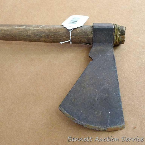 Neat old tomahawk has 7-3/4" head and 23" handle.