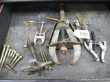 Several gear pullers, largest is 14-1/2