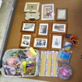 Craft set, hot glue gun with hot glue gun sticks, sticky letters, assorted picture frames, and more.