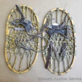 Wood/leather snowshoes with leather bindings are 10