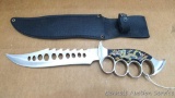 Fixed blade knife with dragons on handle is over 13