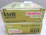 40 rounds of Federal Premium 6.5x55 Swedish 140 gr. nosler partition ammunition.