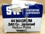 20 rounds of S&W .44 Magnum 240 gr. jacketed hollow point ammunition.