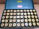 50 12 ga. shotshells from several manuf. companies including Winchester & Remington. All in a metal