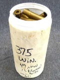 Seller notes .375 Win brass including 47 new pieces and 13 reformed .30-30, for a total of 60 pieces