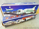 Two Hess Toy Co. pieces including Toy Truck & Space Shuttle with Satellite; Fire Truck, box is 17