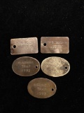 WI trap tags, three 1933 and two 1938-1939