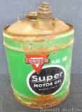 Vintage Conoco Super Heavy Duty Motor Oil was SAE 30. Stands about 16