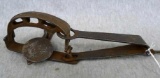 S. Newhouse Oneiada Community No. 81 animal trap with cast double jaws and stamped spring. Pat.