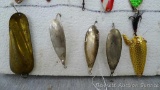 Silver Demon fishing spoon, plus four others. Largest is 3-1/2